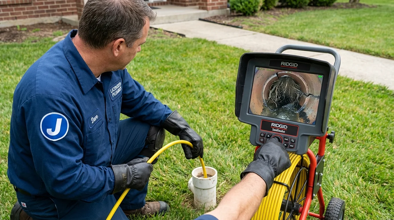 Sewer camera inspection being performed by Johns Plumbing LLC in Dighton